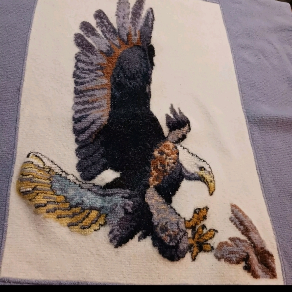 Needlework eagle rabbit hunter prey complete xl 55x50 1988  Endanger Species